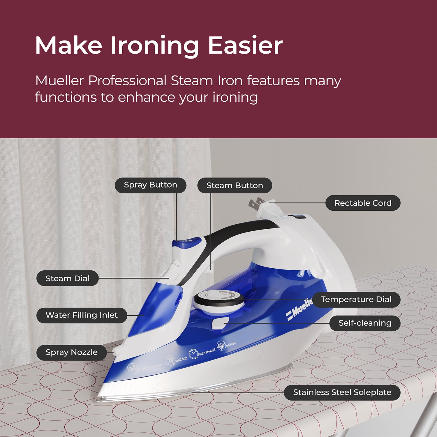 MuellerLiving Professional Grade Steam Iron